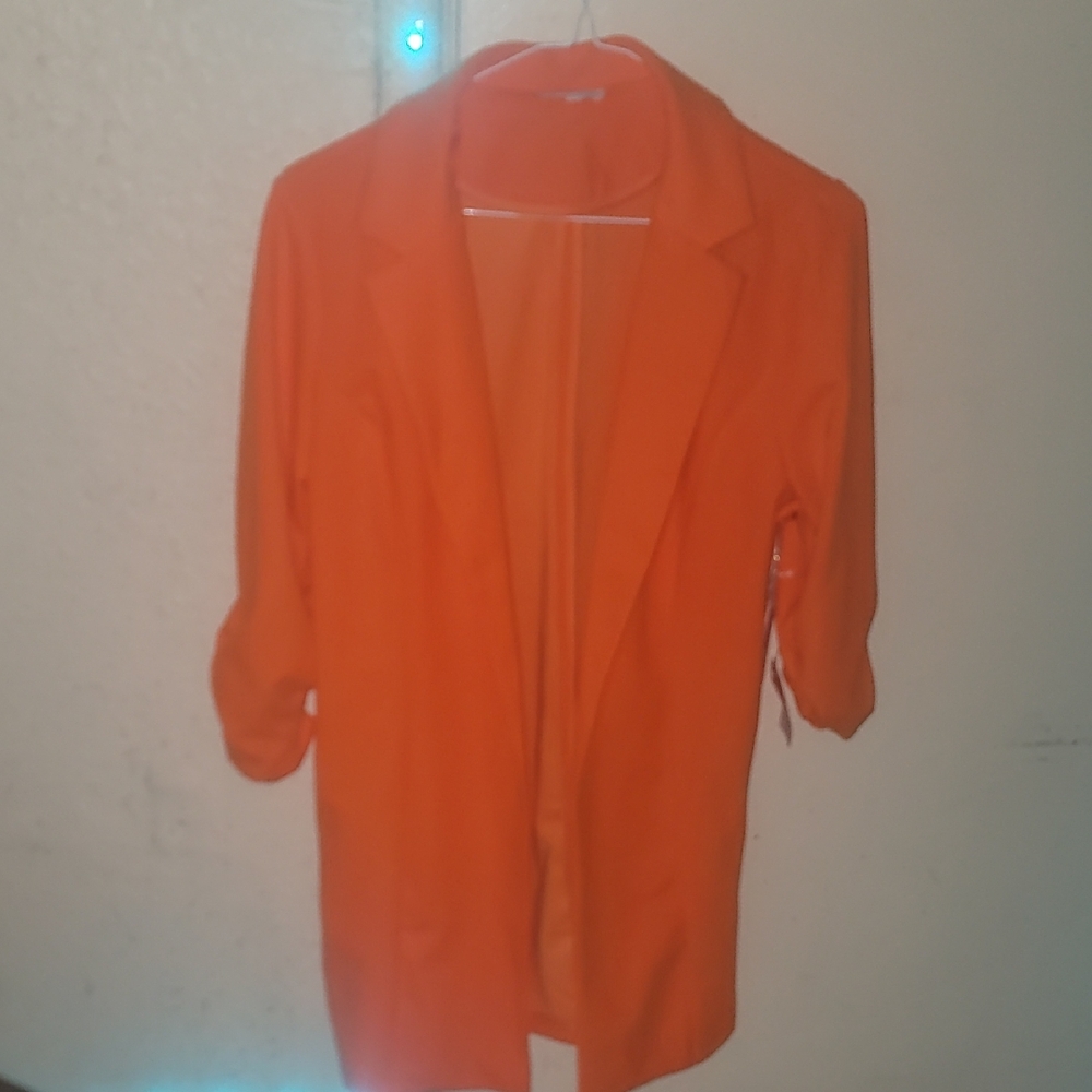Women's Orange Open-Front Blazer Jacket